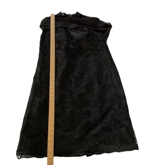 NWT Vintage-Style Black Lace Overlay Dress Sheer Cape High Neck Floral Embroider - Picture 15 of 16